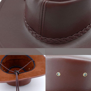 Sombrero de Vaquero Unisex Hecho de Cuero Genuino, Estilo de Moda, Logotipo Personalizado, Cómodo, Sombrero de Vaquero de Cuero Genuino de Alta Calidad - Product Image 3