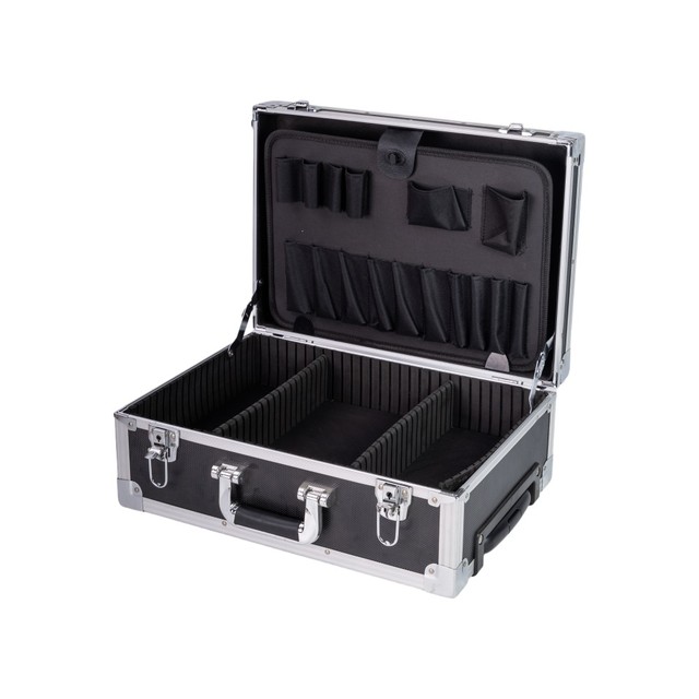 Professional Aluminum ABS Tool Case Shockproof Plastic Case Metal Tool Box with Adjustable Dividers & Multi-Pocket Organizer
