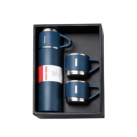 Ensemble cadeau de thermos en acier inoxydable à double paroi isolé avec tasses pour les voyages et le bureau
