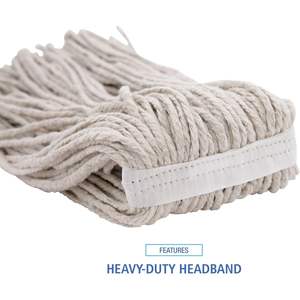 Cabezales de mopa húmeda de algodón blanco de 16 oz Boardwalk, con extremo cortado, juego de 12 por caja con cesta de plástico rectangular, equipo de limpieza para el hogar - Product Image 2