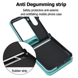 Cartera de lujo con ranura para tarjetas con cordón, funda protectora para teléfono con cremallera para Samsung Galaxy Z Flip3 Flip4 para Oppo <span class=keywords><strong>Find</strong></span> <span class=keywords><strong>N2</strong></span> <span class=keywords><strong>Flip</strong></span> - Product Image 4