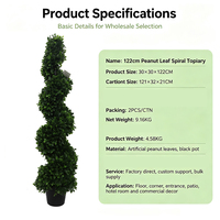 Arbre artificiel en spirale de feuilles d'arachide de 122 cm, plante artificielle en pot, topiaire pour la maison, le bureau, le salon, la table, l'étagère, décoration intérieure