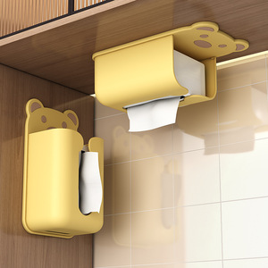 Bear Wall Mounted Tissue Box White Single Layer No Drilling Bathroom Storage Shelf - Product Image 2