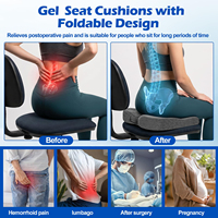 Coussin de siège en gel pour fauteuil roulant, coussin anti-escarres pliable pour les fesses, coussin de soulagement de la pression pour les hémorroïdes et la sciatique