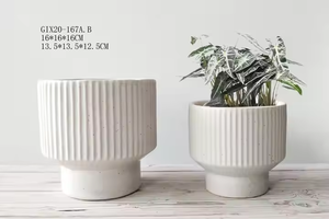 Jarrón de Mesa Nórdico Creativo <span class=keywords><strong>Minimalista</strong></span>, Decoración de Cerámica Rayada de Boca Ancha con Acabado Mate para Hogar, Bodas y Alojamientos - Product Image 2