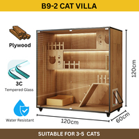 Villa pour chat en bois multi-niveaux de luxe, grande maisonnette d'intérieur avec plateforme d'escalade pour plusieurs chats, mobilier pour foyer multi-chats
