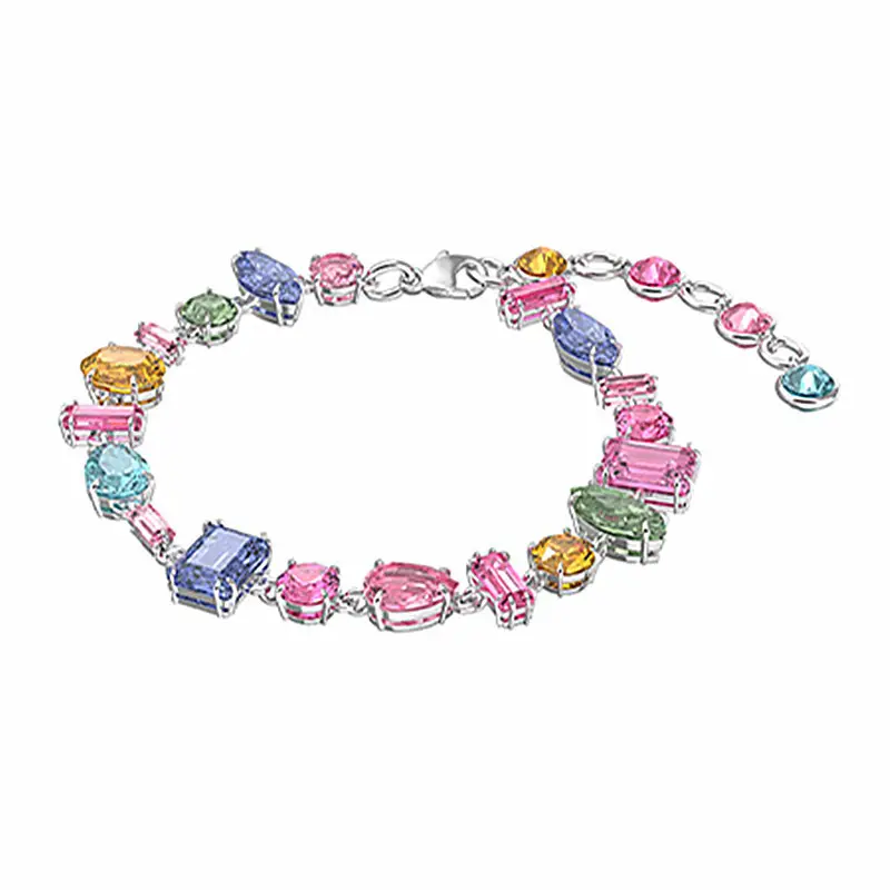 Vente chaude Marge Rainbow Candy Pink Bracelet en Europe et en Amérique Bracelet de bonbons colorés radieux en cristal d'hirondelle pour femmes