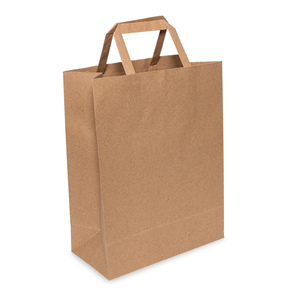 Sacs à emporter en papier kraft brun moyen avec poignées, écologiques, avec pelliculage numérique, vente en gros pour le déjeuner, les courses, les épiceries et les bougies - Product Image 3