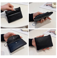 Dompet Koin Kulit Mini, Kantong Koin Kulit, Dompet Koin Kulit dengan Gantungan Kunci dan Resleting, Tas Penyimpanan Serbaguna
