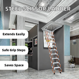 <span class=keywords><strong>Escalera</strong></span> <span class=keywords><strong>de</strong></span> Acero Moderna, Automática, Eléctrica, Tipo <span class=keywords><strong>Tijera</strong></span>, con Pasamanos, Ahorra Espacio, Combinación <span class=keywords><strong>de</strong></span> 12 Peldaños con Peldaños Telescópicos Antideslizantes - Product Image 2