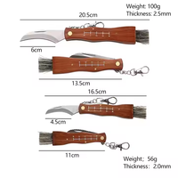 Best-seller Couteau de poche d'extérieur à cueillette personnalisé de haute qualité Manche en bois Couteau champignon avec brosse