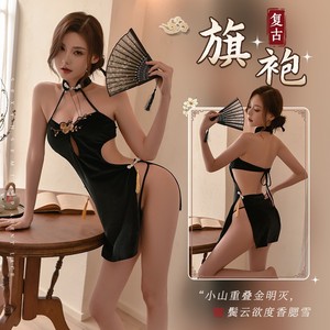 Lingerie Cheongsam Classique Sexy à Fente Haute Broderie ODM Sans Déshabillage Séduction Vêtements de Nuit Femme <span class=keywords><strong>Pure</strong></span>-Yu Article Amusant 323 - Product Image 4