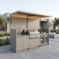 Cuisine extérieure personnalisée en acier inoxydable 304 étanche avec pod fermable, jardin, patio, barbecue extérieur de haute qualité avec abri
