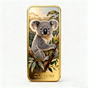Créez votre propre lingot plaqué or de luxe, mignon et de collection, en métal, sur le thème des animaux, chaud et apaisant, de haute qualité, avec motif koala. - Product Image 3