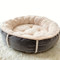 Coussin pour chien et chat personnalisable, motifs variés, vente en gros, haute qualité, fausse fourrure, chaud, confortable, rond, peluche naturelle, plusieurs tailles