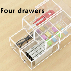 Hộp Sắp Xếp Và Lưu Trữ Ngăn Kéo Acrylic Hộp Đựng Ngăn Kéo Trong Suốt 4 Ngăn Kéo Trưng Bày Cho Văn Phòng Phẩm Vật Tư Văn Phòng - Product Image 6