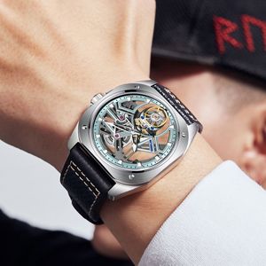 Montre squelette tourbillon de luxe pour homme, verre saphir, acier 316L, aiguilles lumineuses, étanche, mécanique - Product Image 5