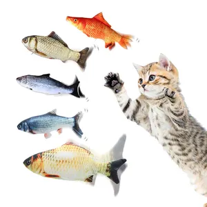 Mainan Kucing Mewah Magikarp Ikan Interaktif Getaran Elektrik Kustom Grosir