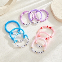 Set de Pulseras de Letras de Arcilla Polimérica K-Pop Demon Hunters, Pulseras Elásticas de Cuentas Minimalistas Boho, Joyería de Moda Multicolor