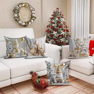 Housses de coussin personnalisées de Noël en 100 % polyester – Douces et polyvalentes pour la maison, l'extérieur et l'hôtel, avec fermeture éclair moderne - Product Image 5