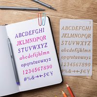 Lot de 12 pochoirs de lettres et chiffres de 4 x 7 pouces pour le dessin technique et les fournitures de bullet journaling
