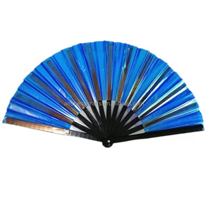 Custom Printed PVC Plastic Handmade Kung Fu Folding Hand Fan 33cm with Customized Color Logo Birthday Party Collectible QYL