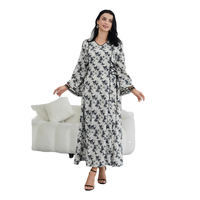 Robe longue Abaya imprimée bohème, robe maxi ample, robe modeste à manches longues pour femmes