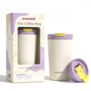 Gobelet à café isotherme de 14 oz - Acier inoxydable 304 de qualité <span class=keywords><strong>alimentaire</strong></span>, large ouverture et couvercle détachable pour boissons chaudes/froides - Product Image 1