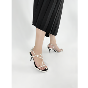 Transpirable PU peso ligero antideslizante correa de tobillo moda tendencia 2025 papel Premium T-Strap bombas sandalias con tiras - Product Image 4