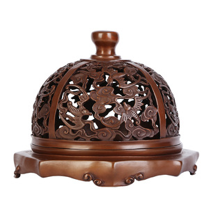 Quemador de incienso Ruyi con diseño de nubes de cobre púrpura, diseño hueco hecho a mano para el hogar, oficina, sala de té, uso religioso - Product Image 4