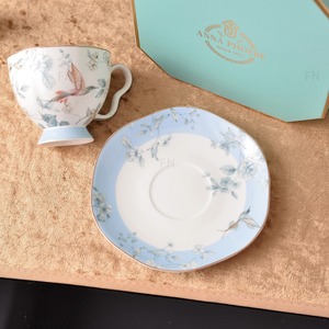 Classic Design British Bone China English Tea Set Blue Flower Bird Coffee <b>Cup</b> <b>Saucer</b> Luxury High-End Gift Box Water <b>Cup</b> - Product Image 2