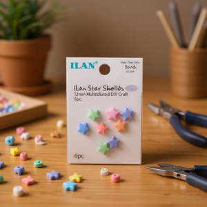 Perline a conchiglia Ilan Star 12 mm multicolori per artigianato fai da te, 6 pezzi - Product Image 2