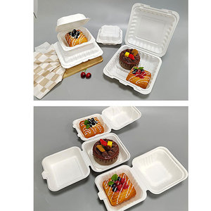 Caja de comida para llevar con 3 compartimentos, biodegradable, apta para microondas, reciclable, para postres y hamburguesas, de MFPP. - Product Image 4