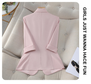 เสื้อสูทผู้หญิงแขนสามส่วนแบบลำลอง ผ้าบาง สีพื้น แฟชั่น - Product Image 4