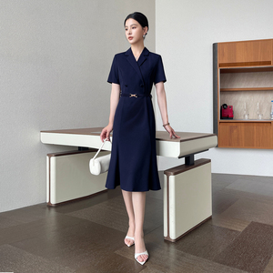 Robe moulante professionnelle vintage pour femme enceinte, à manches courtes, double boutonnage, coupe <span class=keywords><strong>trompette</strong></span>/sirène, idéale pour l'été et les trajets quotidiens - Product Image 3