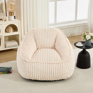 Plush <b>Corduroy</b> Bean <b>Bag</b> Chair Fluffy Floor Seat with Armrests Soft Lounge Sofa for Living Room - Product Image 6