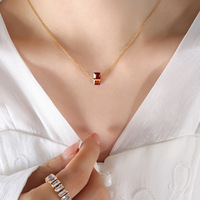 Collier pendentif zircon brillant avec pierre de naissance des 12 mois, en acier inoxydable, zircon arc-en-ciel coloré pour femmes