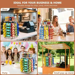 ชั้นวางของหมุนได้ทำจากไม้ 6 ชั้นอเนกประสงค์ สำหรับขนม ของหวาน เครื่องดื่ม ใช้ในบ้าน ร้านค้า งานปาร์ตี้ - Product Image 1