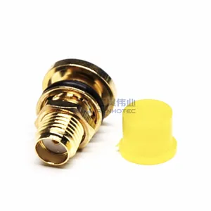 SMA RF Coaxial Connector Female Straight for Waterproof Panel Bulkhead with Dustproof Cap