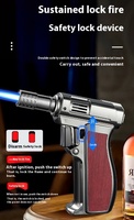Firepower Torche Pistolet Briquet Rechargeable Butane BBQ Briquet Soudage Gonflable Vent Preuve Turbo Briquet Avec Serrure De Sécurité