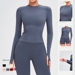 Vêtements <span class=keywords><strong>de</strong></span> yoga à manches longues pour femmes, col rond, respirant, <span class=keywords><strong>t</strong></span>-<span class=keywords><strong>shirt</strong></span> <span class=keywords><strong>de</strong></span> yoga à manches longues, haut <span class=keywords><strong>de</strong></span> <span class=keywords><strong>sport</strong></span> pour la course en plein air - Product Image 3