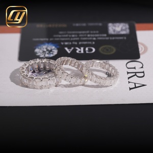 Anillo de plata de ley S925 con circonitas VVS talla baguette, certificado GRA, estilo eternity, para hombre y mujer. - Product Image 3