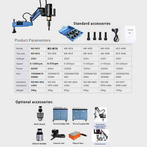 M6-M24 नट ब्लाइंड होल स्वचालित टैपिंग मशीन और <span class=keywords><strong>360</strong></span> डिग्री टैपिंग मशीन लचीला हाथ - Product Image 2