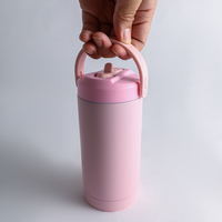 Bouteille d'eau en acier inoxydable avec logo personnalisé et couleur nouveau design avec poignée et paille rabattable