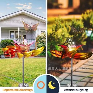 Lampes solaires de jardin en forme de fleur, lampe décorative LED d'extérieur, résistante à l'eau, autoportante - Product Image 5