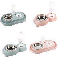 Gamelle à double fontaine automatique pour chien, en acier inoxydable, 4 pièces, fontaine à boire non humide, bol pour animaux de compagnie, adapté au chat