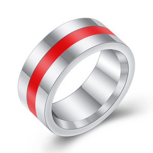 Anillo Minimalista de Acero Inoxidable de 8mm con Resina Epoxi Multicolor, Forma Geométrica, Joyería Moderna para Mujer, Regalo - Product Image 2