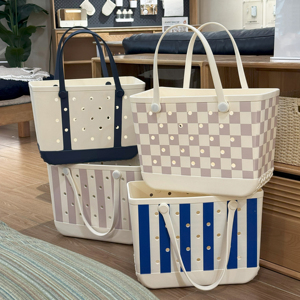 Bolsa de Playa Personalizada de EVA de 1300g, Estampado Geométrico a Cuadros y Rayas, Estilo Goma, Impermeable, Gran Capacidad, Venta al Por Mayor - Product Image 1