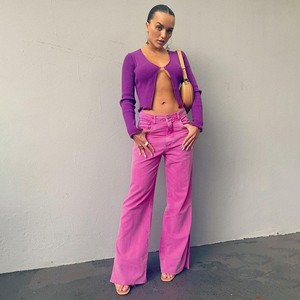 Jeans Largos de Cintura Alta con Corte de Bota y Abertura Lateral, Casuales, de Secado Rápido, para Mujer, Verano <span class=keywords><strong>2022</strong></span>, Estilo Europeo y Americano, AliExpress Transfronterizo - Product Image 6