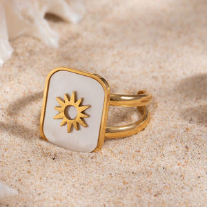 जे एंड डी शरद ऋतु सर्दियों विंटेज 18k सोने की प्लेटेड स्टेनलेस स्टील सफेद शेल सूरज - Product Image 4